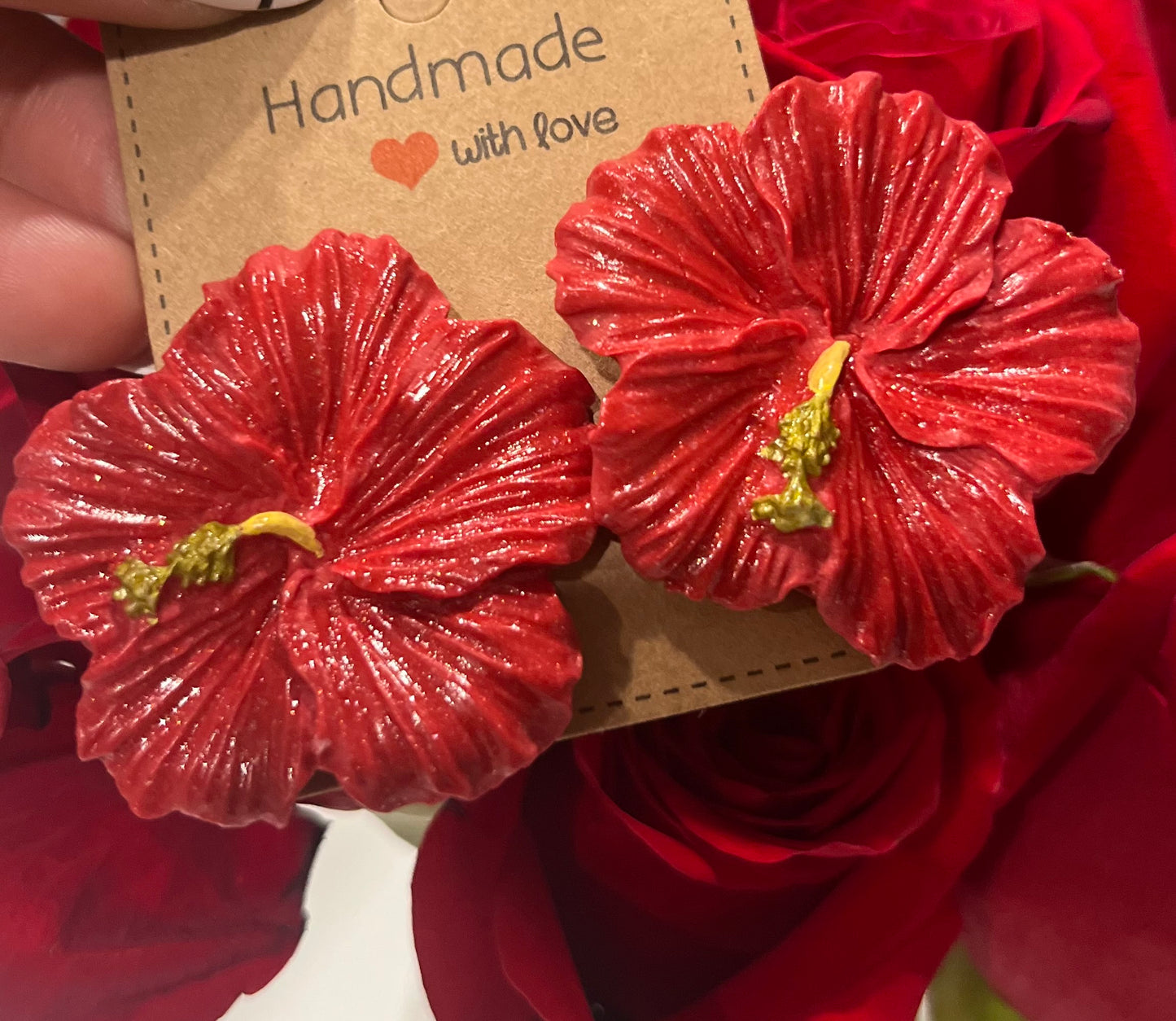 Pantallas hechas a mano y pintadas a mano de Flor de Maga – Puerto Rican Flower Earrings (Handmade)Free shipping