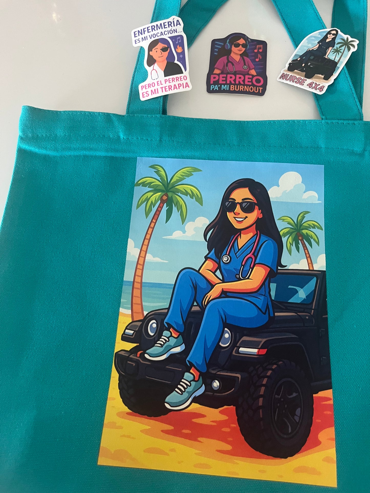 ❤️ Nurse Perreo Gift Set (Tote Bag+ 3 Stickers+6 faithful patience pens +1 keychain)Free Shipping