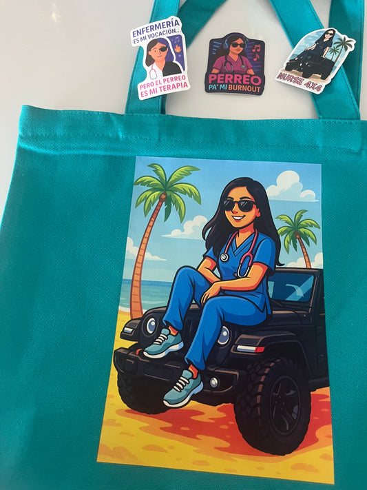 ❤️ Nurse Perreo Gift Set (Tote Bag+ 3 Stickers+6 faithful patience pens +1 keychain)Free Shipping