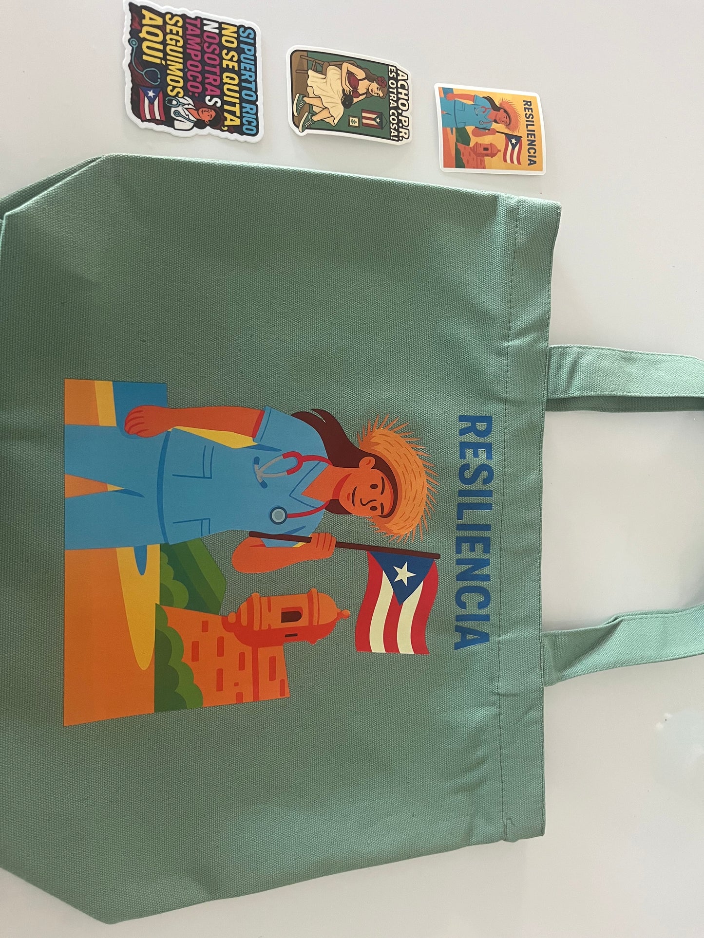 🇵🇷 Perfect Gift SET RESILIENCIA PR (Tote Bag+ 3 Stickers+6 faithful positive pens +1 keychain )Free Shipping