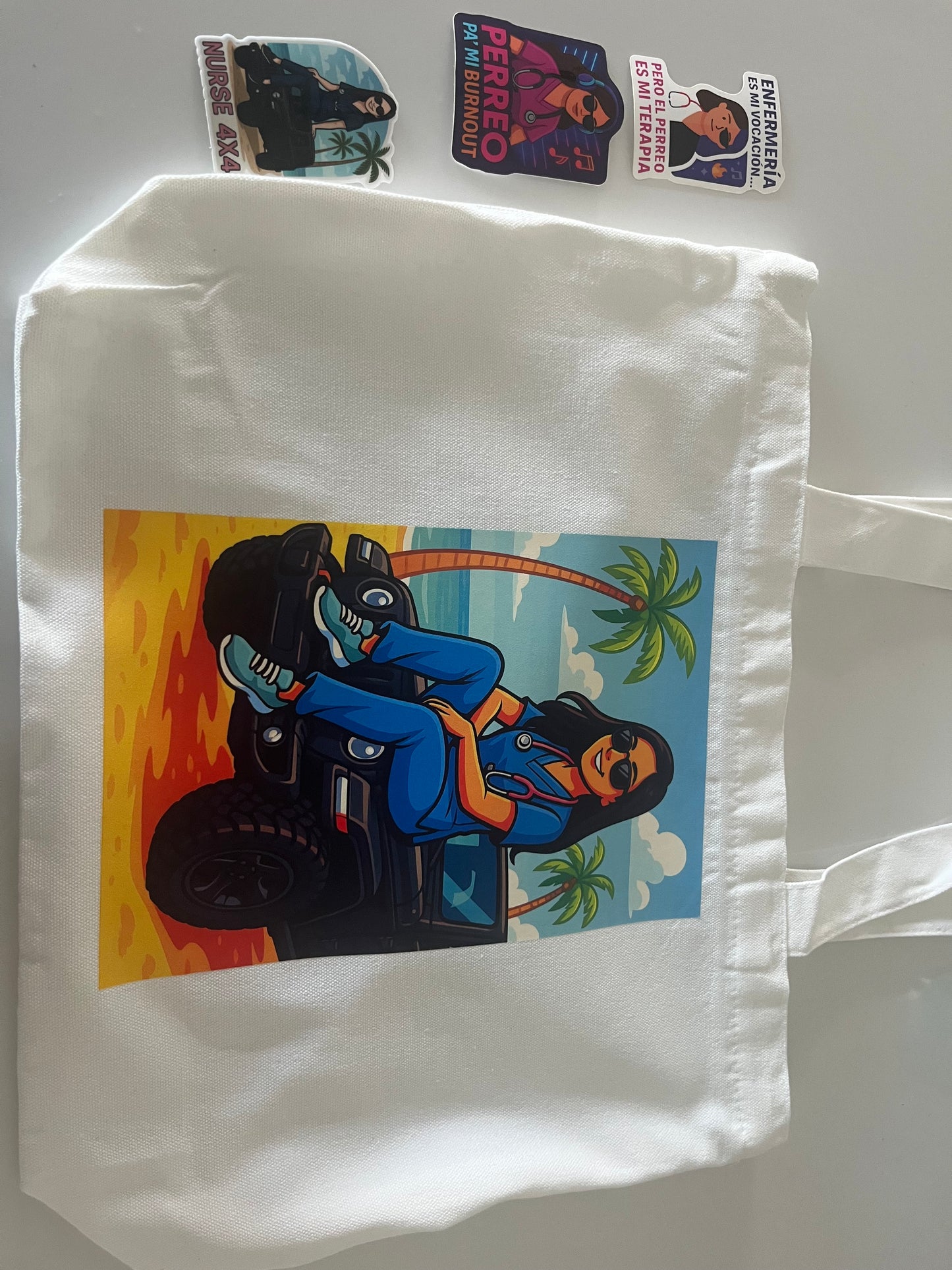 ❤️Nurse Perreo Gift Set (Tote + 3 Stickers+6 faithful positive pens+1 keychain)Free shipping