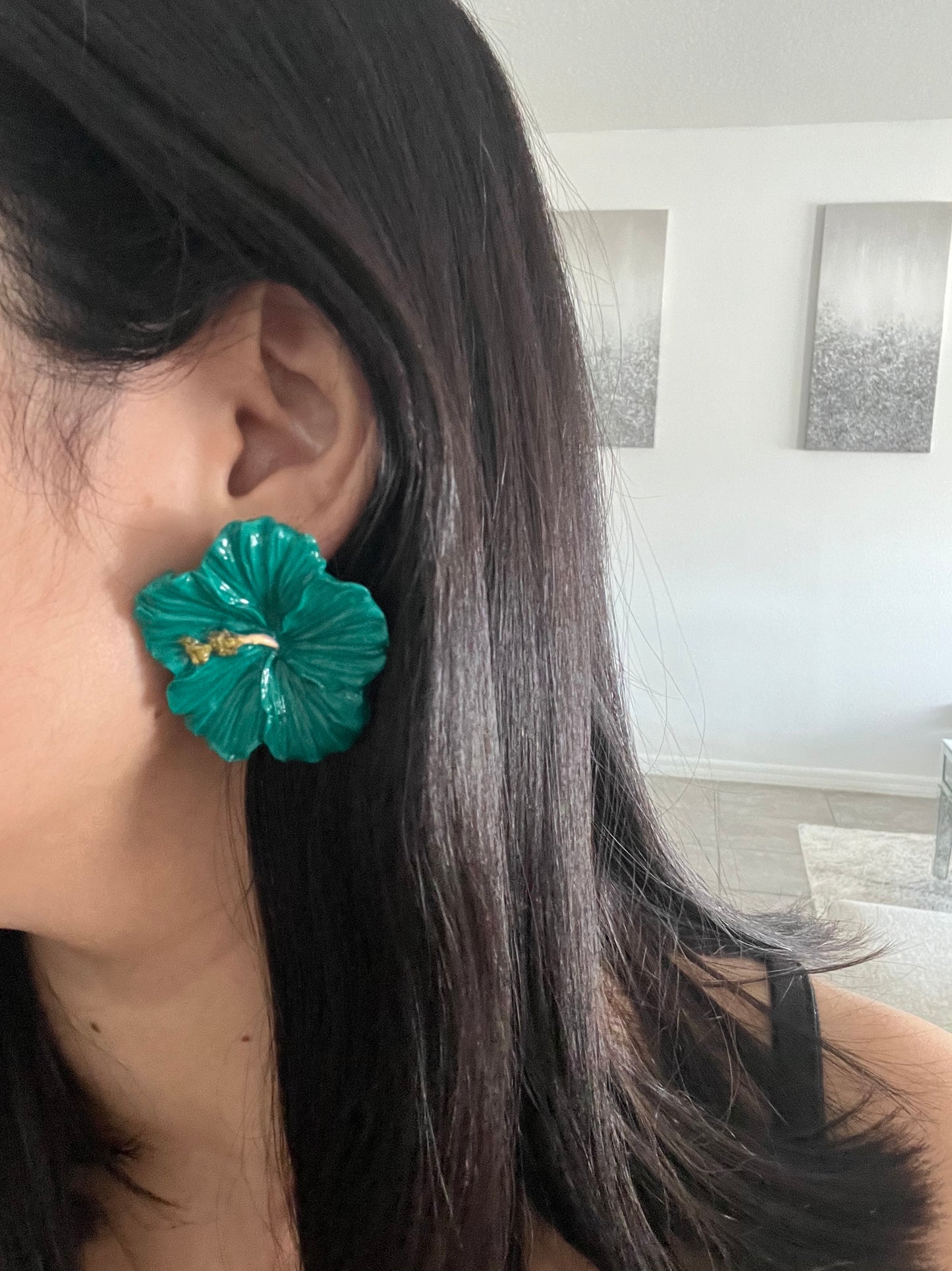 Pantallas hechas a mano y pintadas a mano de Flor de Maga – Puerto Rican Flower Earrings (Handmade)Free shipping