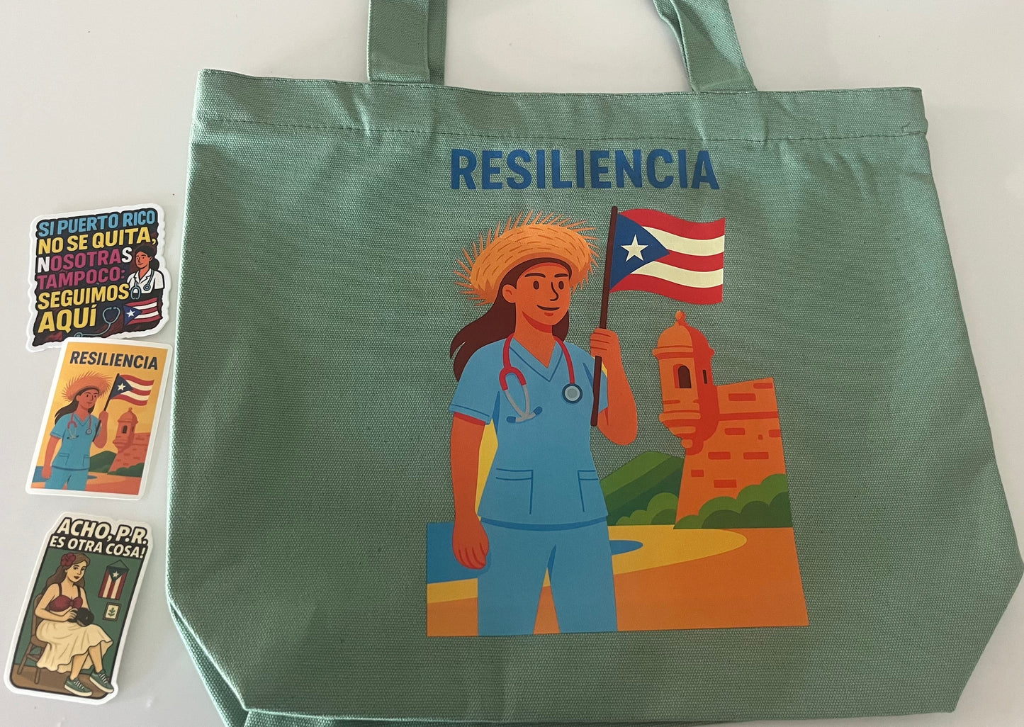 🇵🇷 Perfect Gift SET RESILIENCIA PR (Tote Bag+ 3 Stickers+6 faithful positive pens +1 keychain )Free Shipping