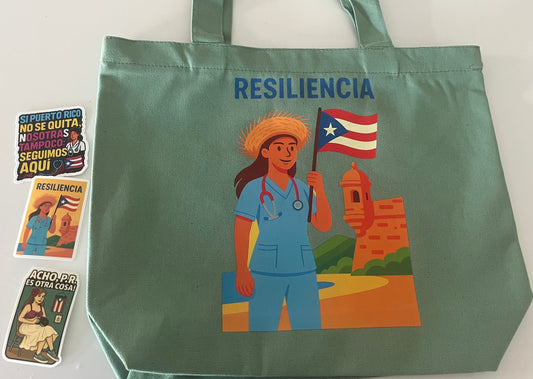 🇵🇷 Perfect Gift SET RESILIENCIA PR (Tote Bag+ 3 Stickers+6 faithful positive pens +1 keychain )Free Shipping