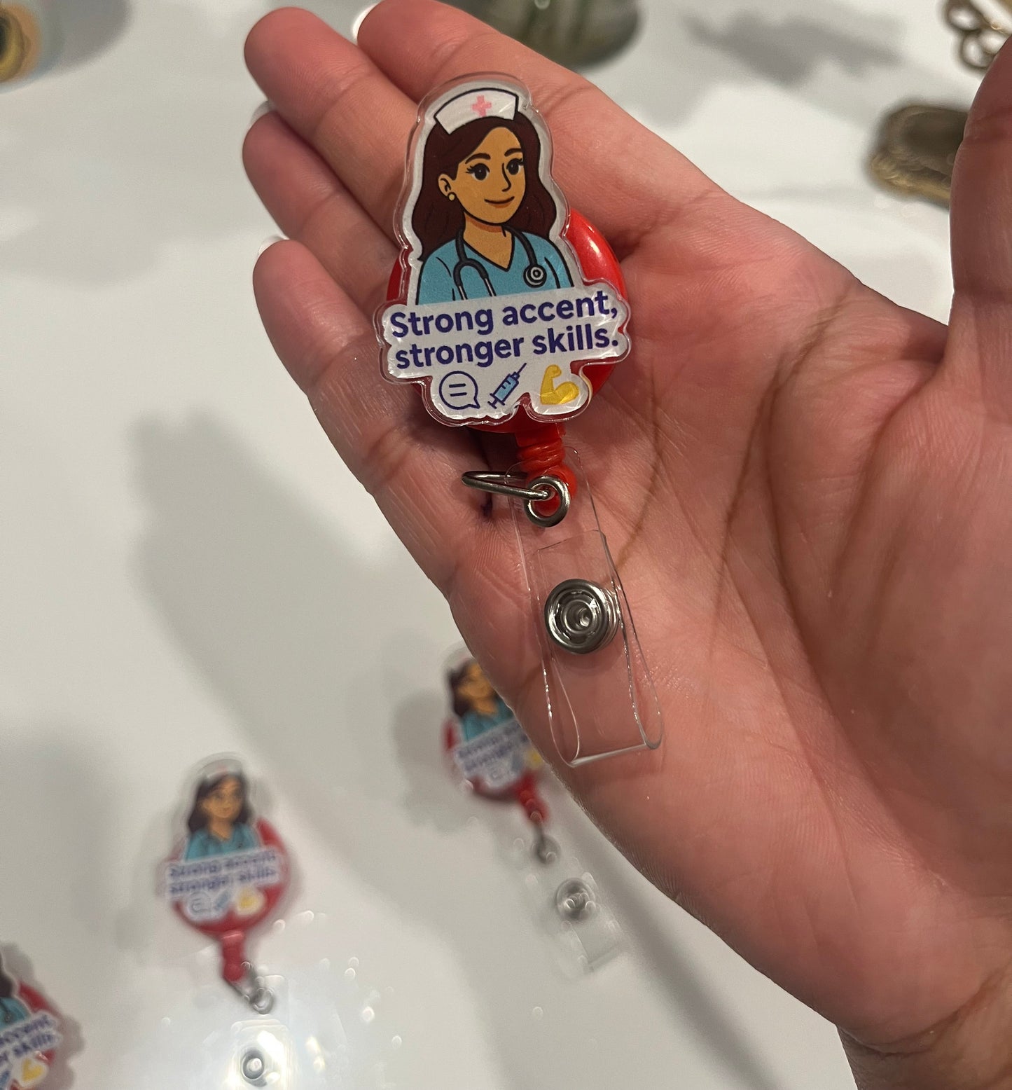 ID Badge /Strong Accent,Stronger skills .Free shipping