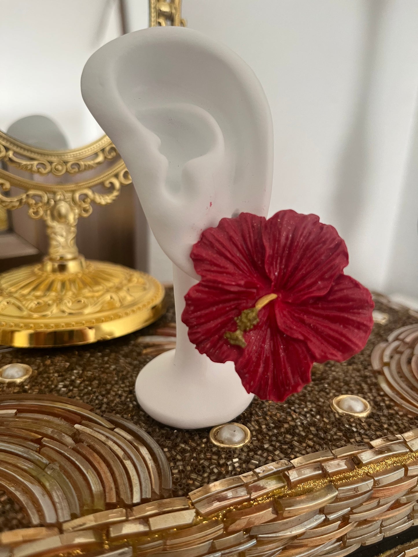 Pantallas hechas a mano y pintadas a mano de Flor de Maga – Puerto Rican Flower Earrings (Handmade)Free shipping