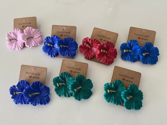 Pantallas hechas a mano y pintadas a mano de Flor de Maga – Puerto Rican Flower Earrings (Handmade)Free shipping