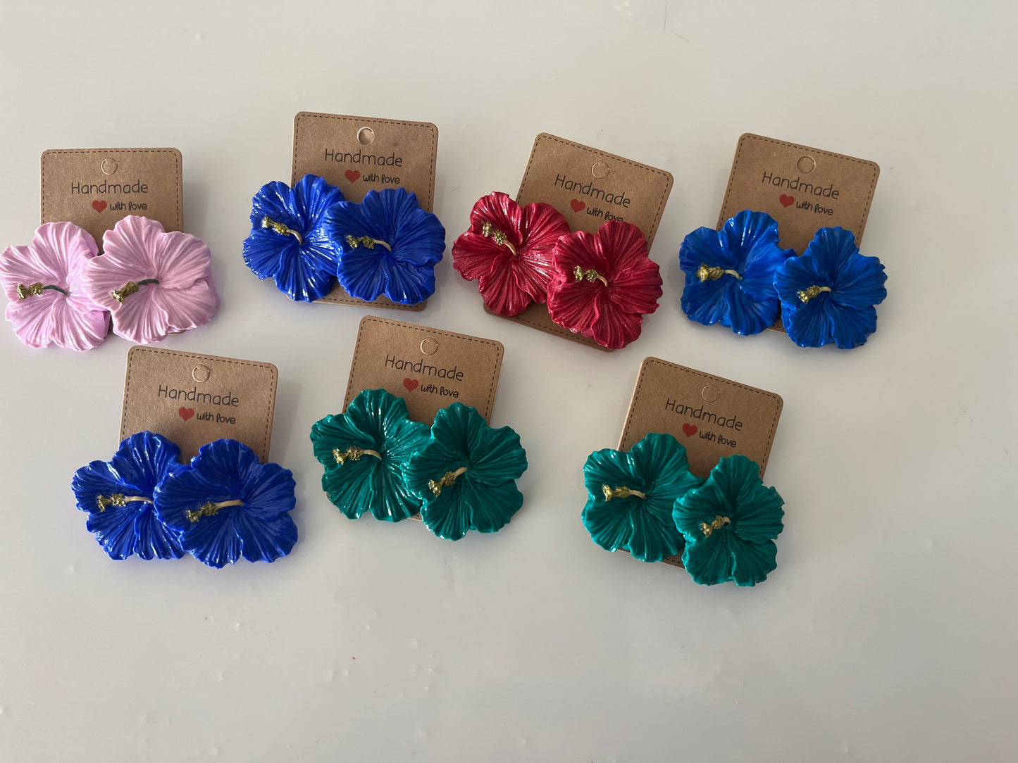 Pantallas hechas a mano y pintadas a mano de Flor de Maga – Puerto Rican Flower Earrings (Handmade)Free shipping