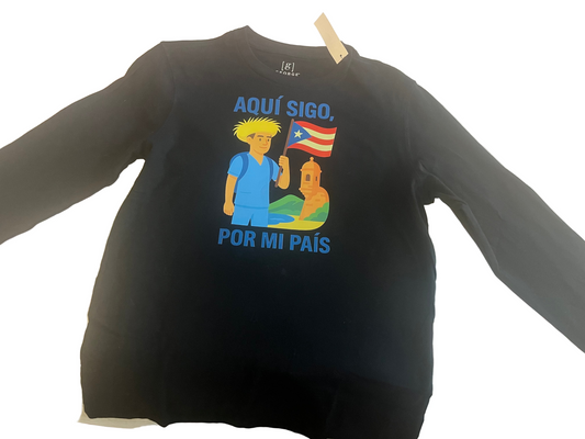 🇵🇷 Aquí sigo por mí país /Gift set (Long sleeve shirt and 3 waterproof Puertorican stickers for nurses)Free shipping