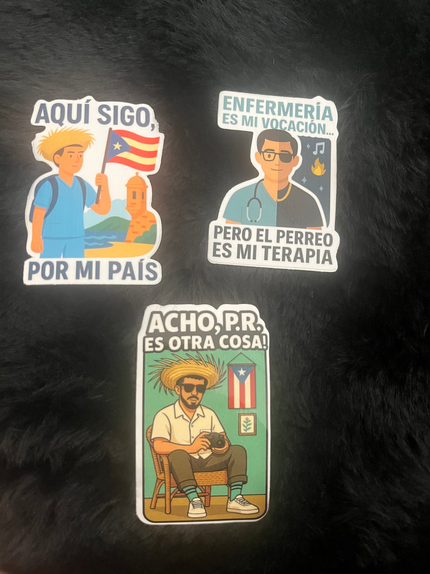 🇵🇷 Aquí sigo por mí país /Gift set (Long sleeve shirt and 3 waterproof Puertorican stickers for nurses)Free shipping